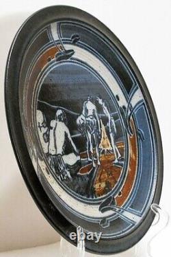 Vintage Handmade Studio Pottery Wall Hanging Charger Plate Jim Stewart SLC, Utah