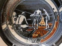 Vintage Handmade Studio Pottery Wall Hanging Charger Plate Jim Stewart SLC, Utah