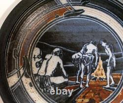 Vintage Handmade Studio Pottery Wall Hanging Charger Plate Jim Stewart SLC, Utah