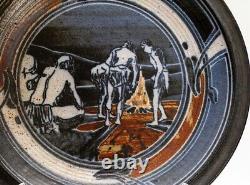 Vintage Handmade Studio Pottery Wall Hanging Charger Plate Jim Stewart SLC, Utah