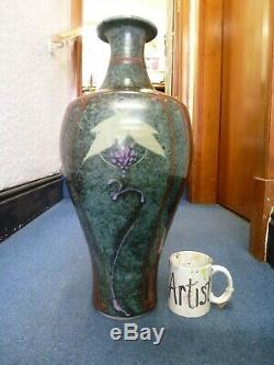 Vintage Handmade Thrown Stoneware David Frith HUGE Vase Studio pottery CPA Welsh