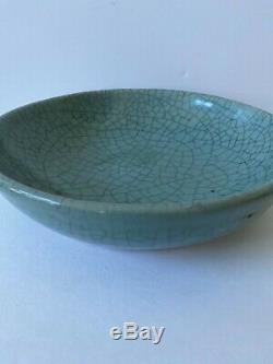 Vintage Harding Black Studio Pottery 10 Bowl 1991 -Celadon Crackle Heavy Glaze