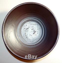 Vintage Harding Black Studio Pottery 1952 Dark Brown Heavy Glaze Bowl 7 1/4