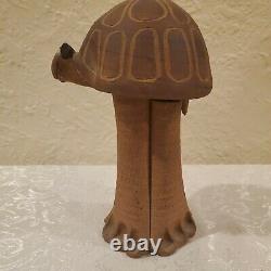 Vintage Harting Signed Studio Pottery turtle bank Stoneware MCM