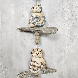 Vintage Hazel Olsen Studio Pottery Earthenware Cat Driftwood Wind Chimes 46 L