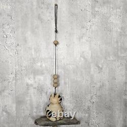 Vintage Hazel Olsen Studio Pottery Earthenware Cat Driftwood Wind Chimes 46 L