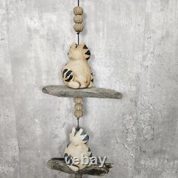 Vintage Hazel Olsen Studio Pottery Earthenware Cat Driftwood Wind Chimes 46 L