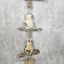 Vintage Hazel Olsen Studio Pottery Earthenware Cat Driftwood Wind Chimes 46 L
