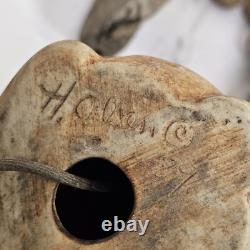 Vintage Hazel Olsen Studio Pottery Earthenware Cat Driftwood Wind Chimes 46 L