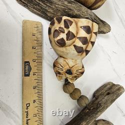 Vintage Hazel Olsen Studio Pottery Earthenware Cat Driftwood Wind Chimes 46 L