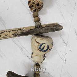 Vintage Hazel Olsen Studio Pottery Earthenware Cat Driftwood Wind Chimes 46 L