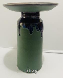Vintage Herb Cohen Signed MCM Studio Pottery Mushroom Landscape Vase Chalice