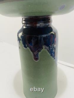 Vintage Herb Cohen Signed MCM Studio Pottery Mushroom Landscape Vase Chalice