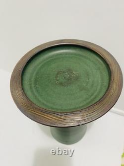 Vintage Herb Cohen Signed MCM Studio Pottery Mushroom Landscape Vase Chalice