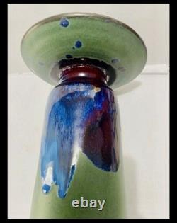 Vintage Herb Cohen Signed MCM Studio Pottery Mushroom Landscape Vase Chalice