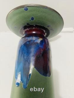 Vintage Herb Cohen Signed MCM Studio Pottery Mushroom Landscape Vase Chalice