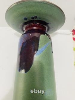 Vintage Herb Cohen Signed MCM Studio Pottery Mushroom Landscape Vase Chalice