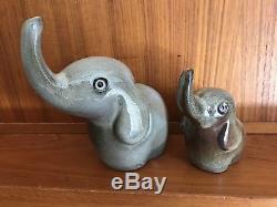 Vintage Howard Pierce Pottery Elephant Mother Baby California Studio Mid Century
