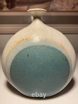 Vintage Isabel Parks Studio Art Pottery Blue Moon Bud Vase 6 Signed