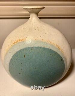 Vintage Isabel Parks Studio Art Pottery Blue Moon Bud Vase 6 Signed