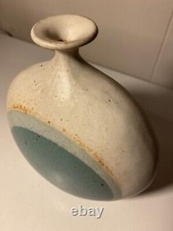 Vintage Isabel Parks Studio Art Pottery Blue Moon Bud Vase 6 Signed