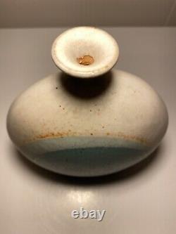 Vintage Isabel Parks Studio Art Pottery Blue Moon Bud Vase 6 Signed