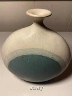 Vintage Isabel Parks Studio Art Pottery Blue Moon Bud Vase 6 Signed