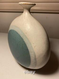 Vintage Isabel Parks Studio Art Pottery Blue Moon Bud Vase 6 Signed