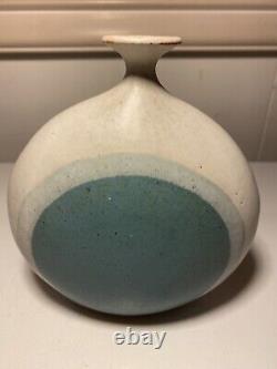 Vintage Isabel Parks Studio Art Pottery Blue Moon Bud Vase 6 Signed