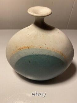 Vintage Isabel Parks Studio Art Pottery Blue Moon Bud Vase 6 Signed