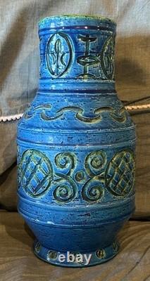 Vintage Italian Art Pottery Italica ARS Large 12 MCM Rimini Blue Style Vase PV