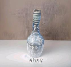 Vintage Italian Studio Pottery Vase Signed Hand Painted Tribal MCM Ceramic Rare