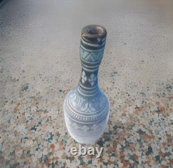 Vintage Italian Studio Pottery Vase Signed Hand Painted Tribal MCM Ceramic Rare