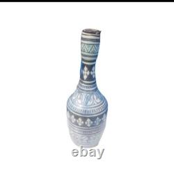 Vintage Italian Studio Pottery Vase Signed Hand Painted Tribal MCM Ceramic Rare