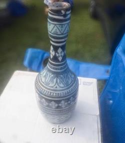 Vintage Italian Studio Pottery Vase Signed Hand Painted Tribal MCM Ceramic Rare