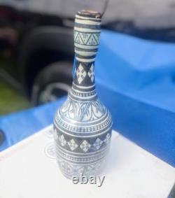 Vintage Italian Studio Pottery Vase Signed Hand Painted Tribal MCM Ceramic Rare