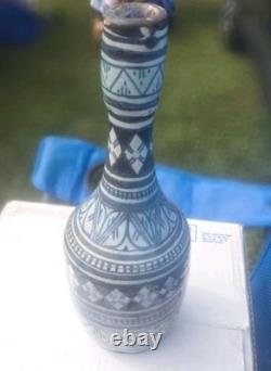 Vintage Italian Studio Pottery Vase Signed Hand Painted Tribal MCM Ceramic Rare