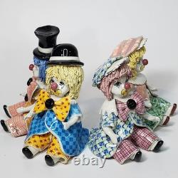 Vintage Italy Studio Pottery Porcelain Clown Figurines Signed Zampiva Set of 4