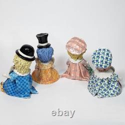 Vintage Italy Studio Pottery Porcelain Clown Figurines Signed Zampiva Set of 4