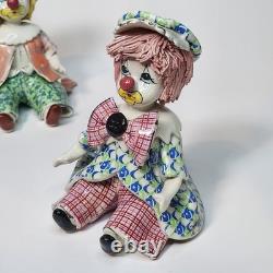 Vintage Italy Studio Pottery Porcelain Clown Figurines Signed Zampiva Set of 4
