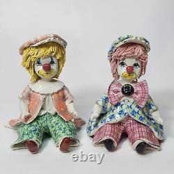 Vintage Italy Studio Pottery Porcelain Clown Figurines Signed Zampiva Set of 4