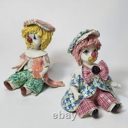 Vintage Italy Studio Pottery Porcelain Clown Figurines Signed Zampiva Set of 4