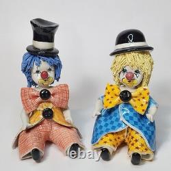 Vintage Italy Studio Pottery Porcelain Clown Figurines Signed Zampiva Set of 4