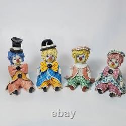 Vintage Italy Studio Pottery Porcelain Clown Figurines Signed Zampiva Set of 4