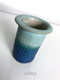 Vintage JT Abernathy Studio Pottery Stoneware Vase Signed Mid Century Modern