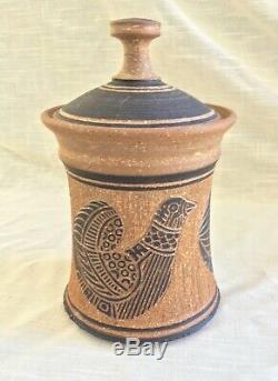 Vintage J Edward Barker Studio Art Hand Thrown Pottery Container/Canister 1979