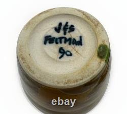 Vintage Jack & Shelly Feltman Studio Pottery Crystalline Glaze Vase Signed 1990