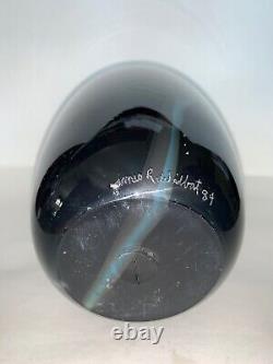 Vintage James R. Wilbat Studio Art Glass Large 10H Vase 1984 Signed