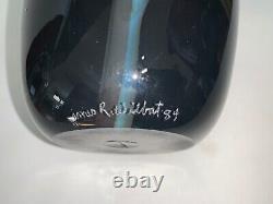 Vintage James R. Wilbat Studio Art Glass Large 10H Vase 1984 Signed