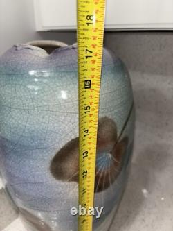 Vintage Jamie Davis Studio Pottery Art Vase 17.25 Floral